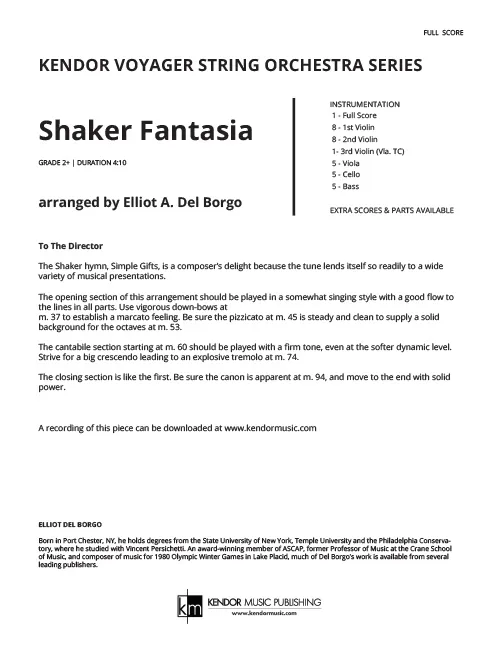 Kendor Music Shaker Fantasia noty partitura full score