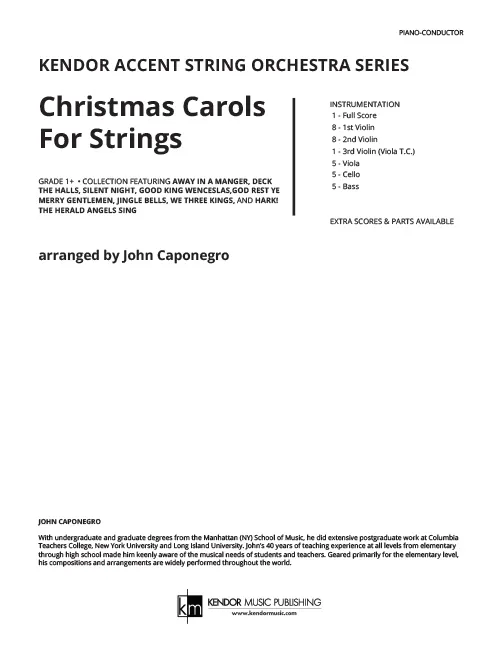 Kendor Music Christmas Carols For Strings partitura