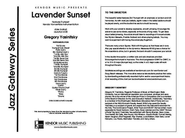 Kendor Music Lavender Sunset partitura Full Score balada