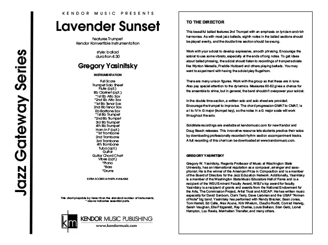 Kendor Music Lavender Sunset partitura Full Score balada