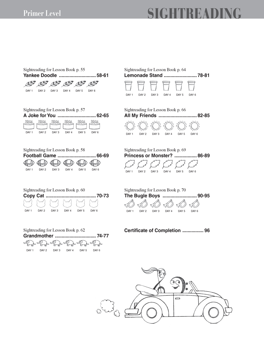 Faber Piano Adventures Primer Level noty sightreading pro klavír