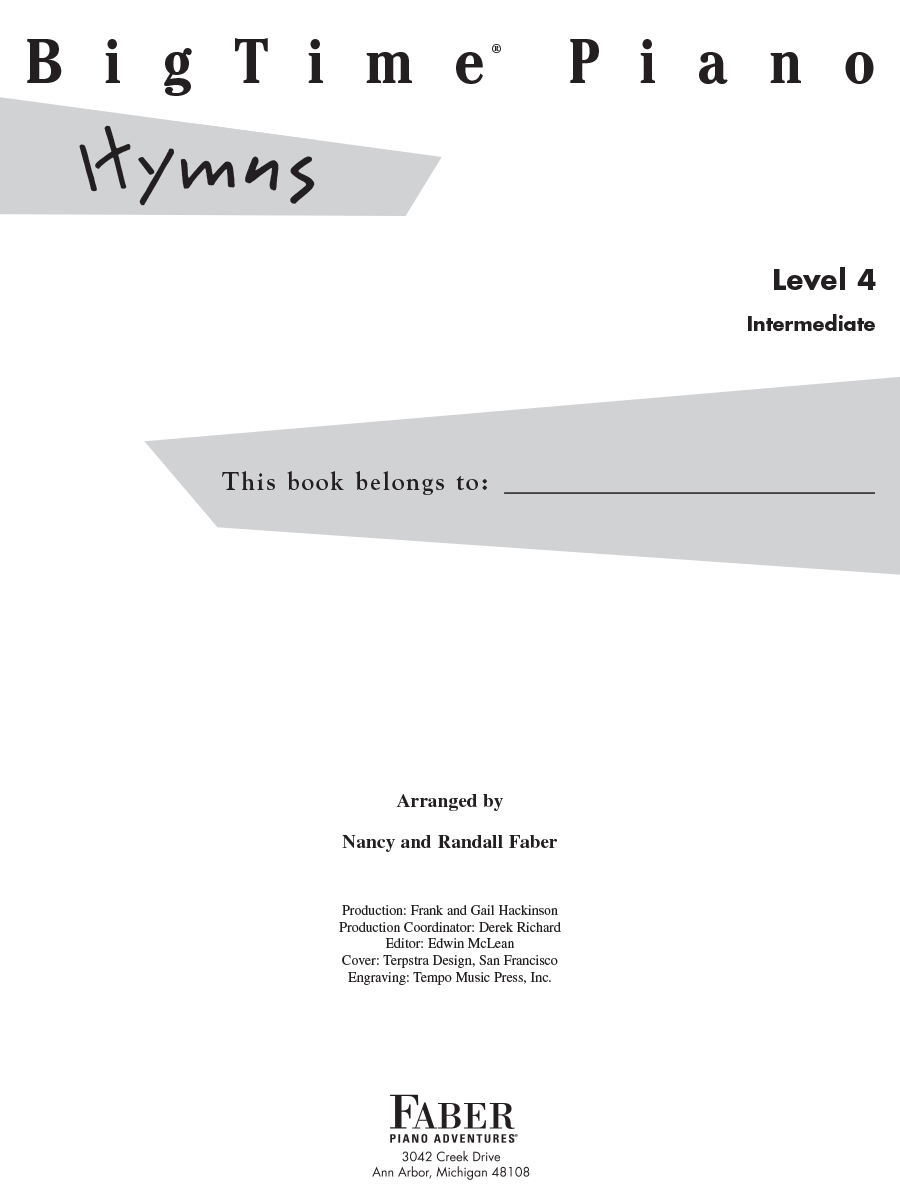 Faber BigTime Piano Hymns noty klavír duchovní