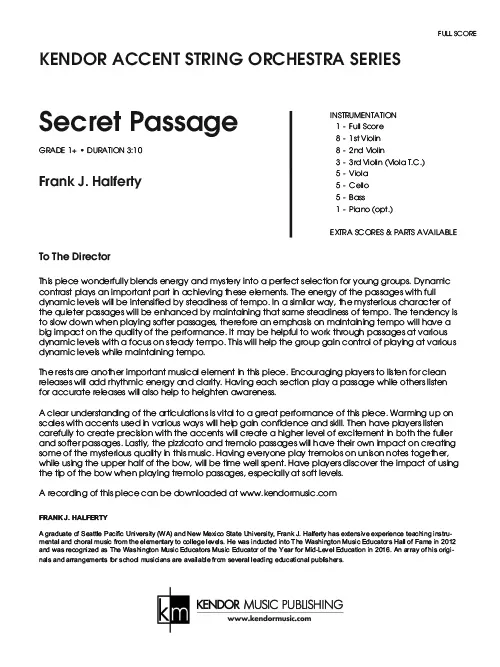 Kendor Music Secret Passage partitura smyčcový orchestr