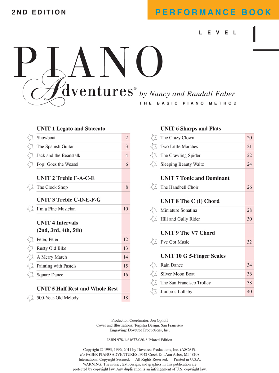 Faber Piano Adventures Level 1 Performance Book noty 2. vydání