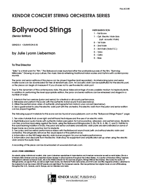 Kendor Bollywood Strings partitura full score grade 2+