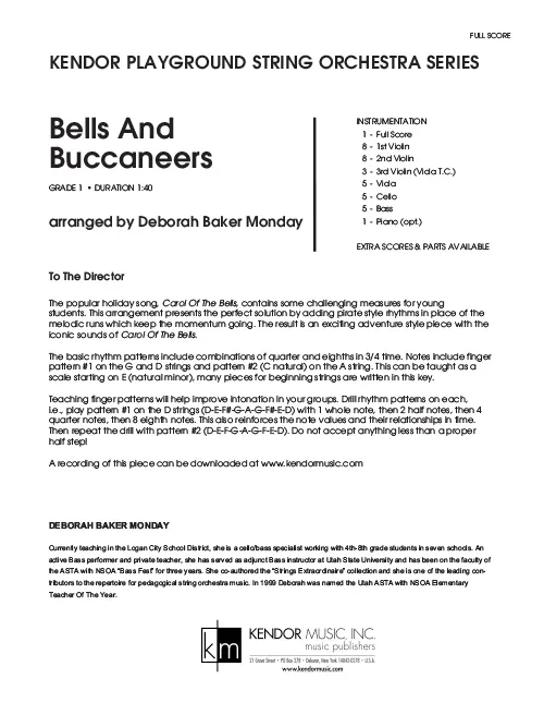 Kendor Music Bells And Buccaneers partitura vánoční snadná