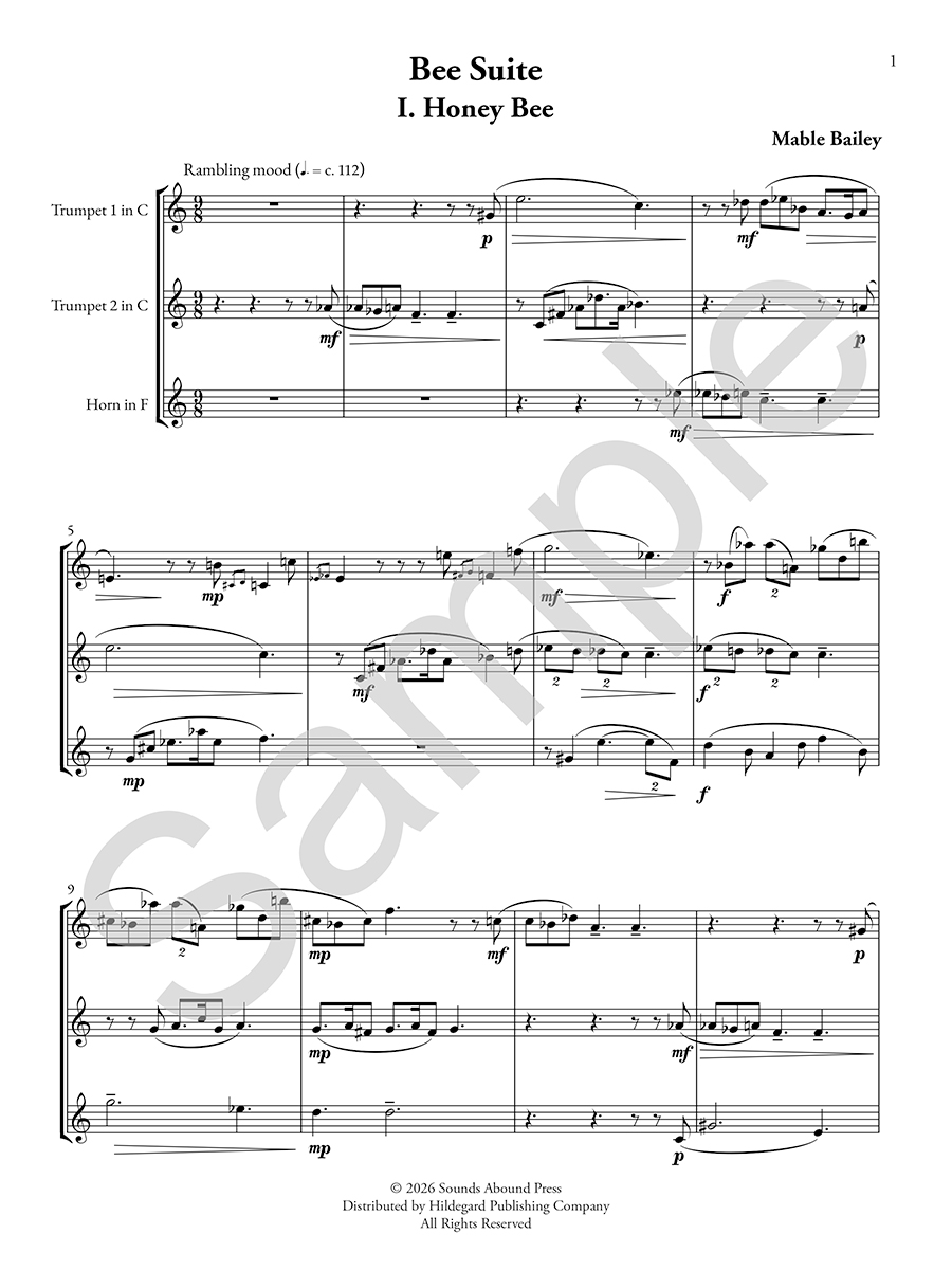 Hildegard Bee Suite Mable Bailey noty pro žesťové trio