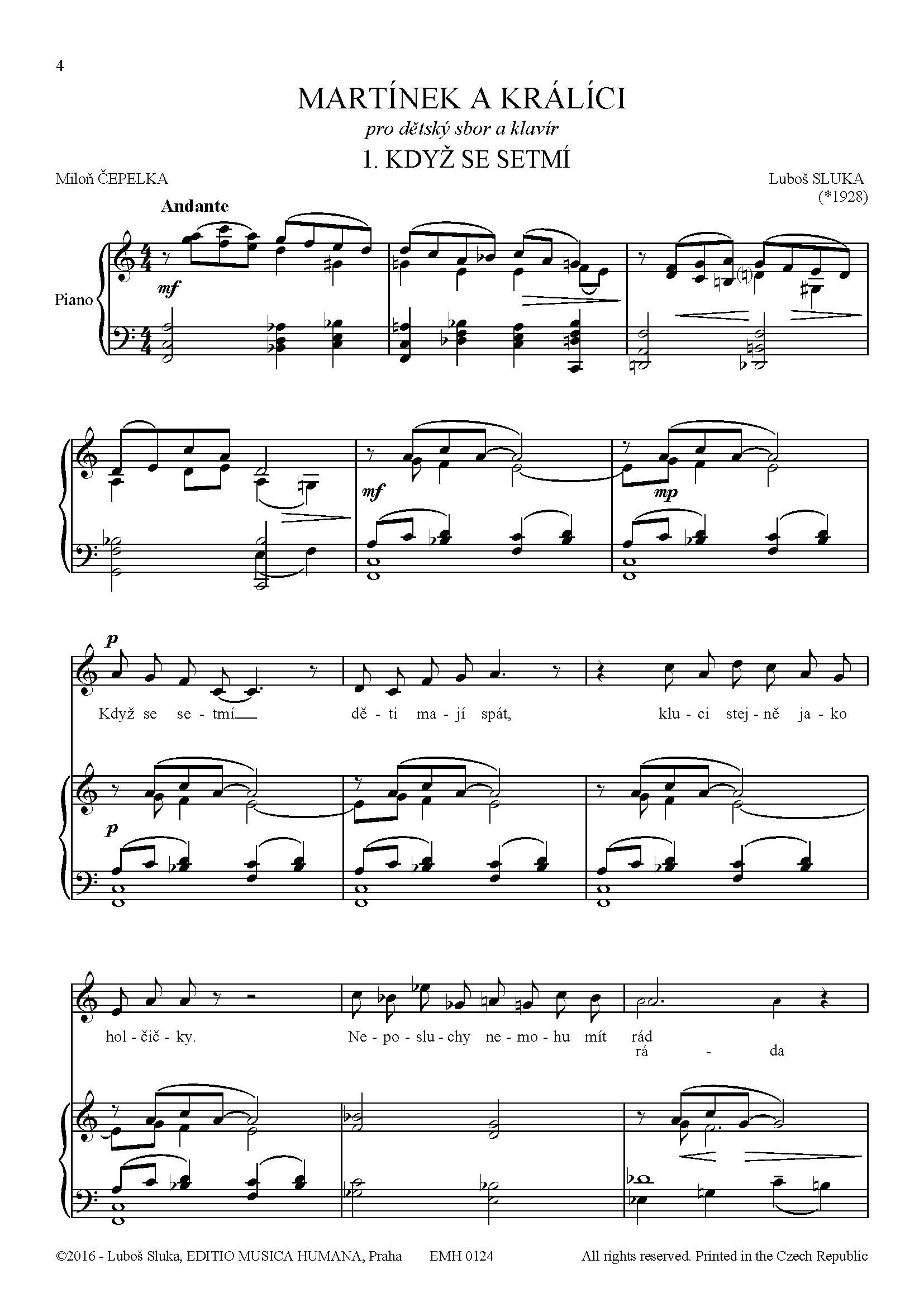 Editio Musica Humana Martínek a králíci sbor noty 34 stran