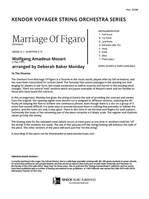 Kendor Music Marriage Of Figaro partitura smyčce
