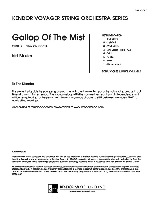 Kendor Music Gallop Of The Mist partitura full score grade 2