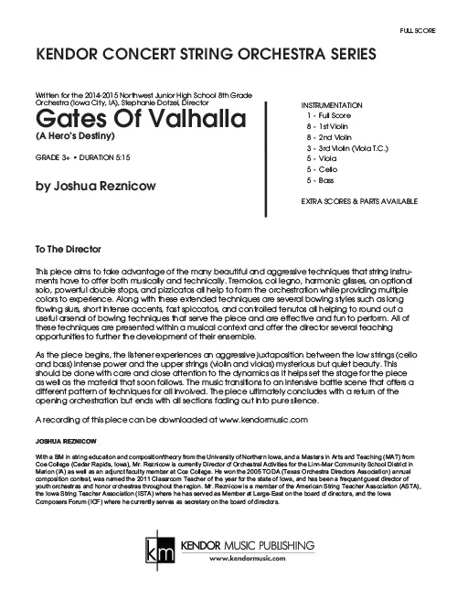 Kendor Music Gates Of Valhalla partitura smyčce