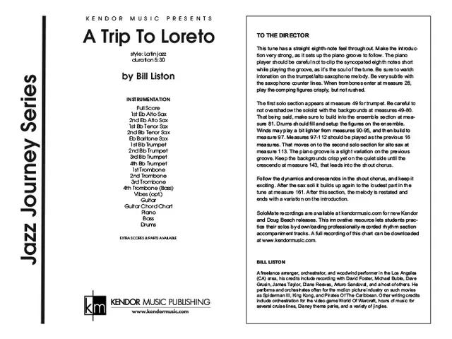 Kendor Music A Trip To Loreto partitura Full Score latin