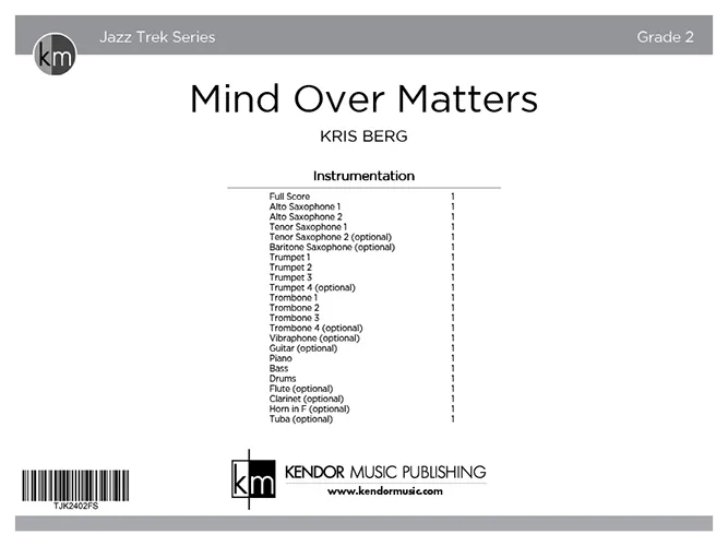 Kendor Music Mind Over Matters partitura jazz swing
