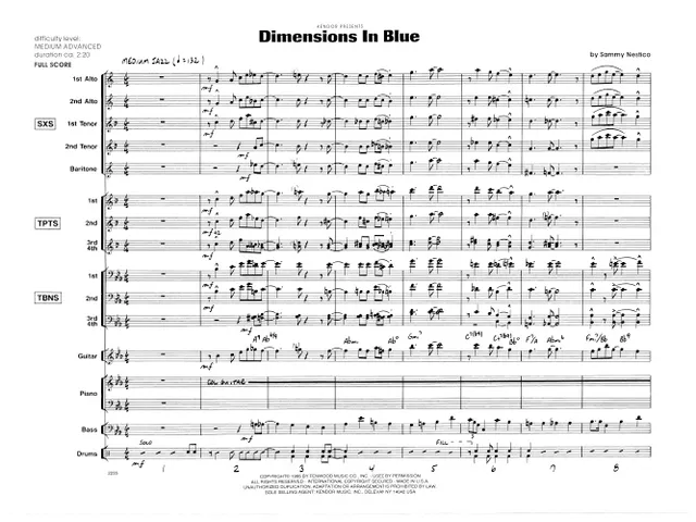 Kendor Music Dimensions In Blue partitura medium jazz