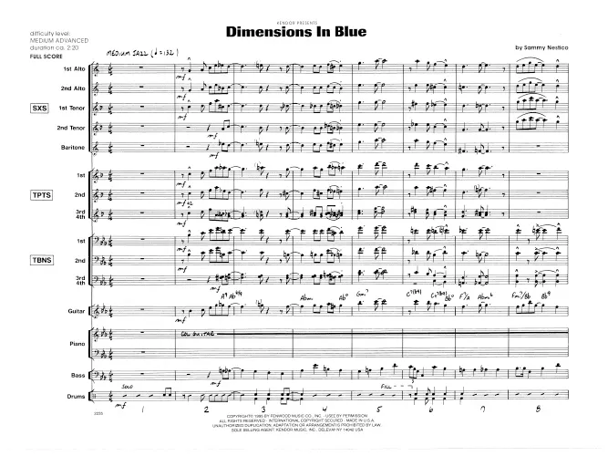 Kendor Music Dimensions In Blue partitura medium jazz
