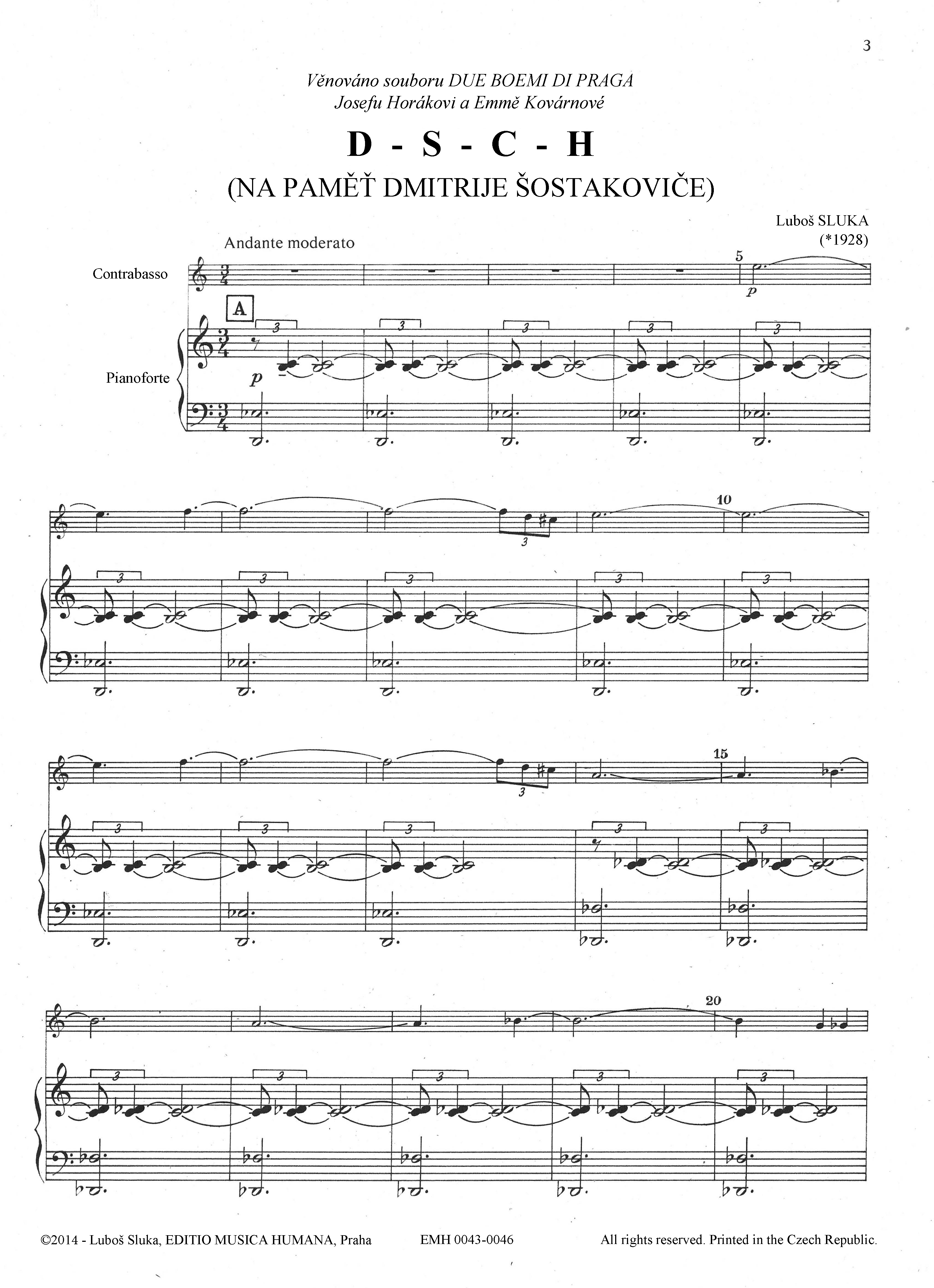 Editio Musica Humana D-S-H-C noty kontrabas klavír 20 stran