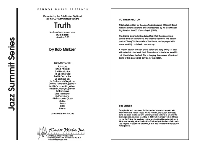 Kendor Music Truth partitura pro big band balada