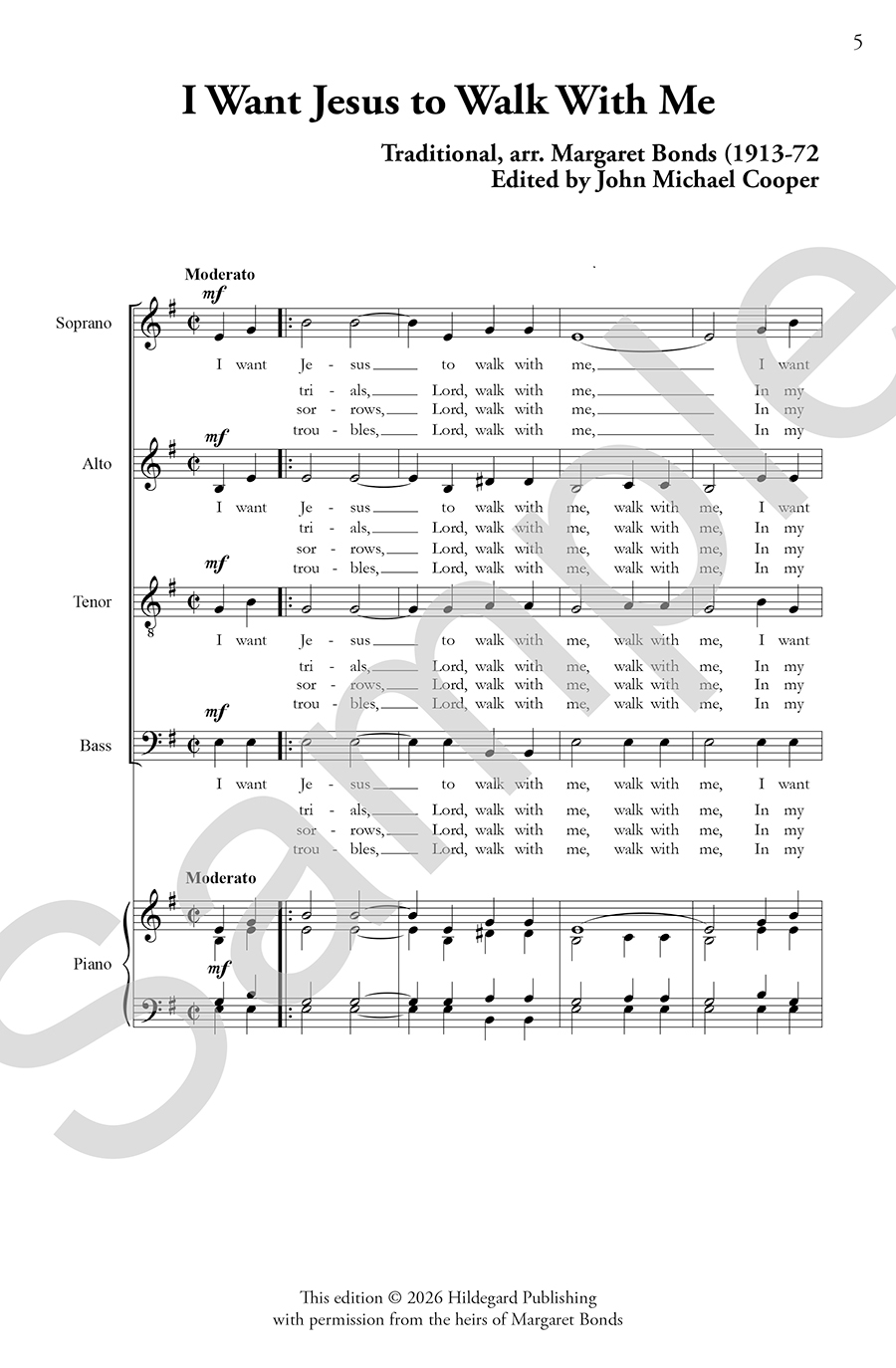 Hildegard Publishing Bonds I Want Jesus digitální noty SATB