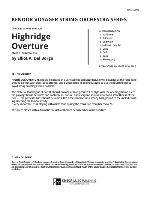 Kendor Music Highridge Overture partitura pro orchestr Full Score