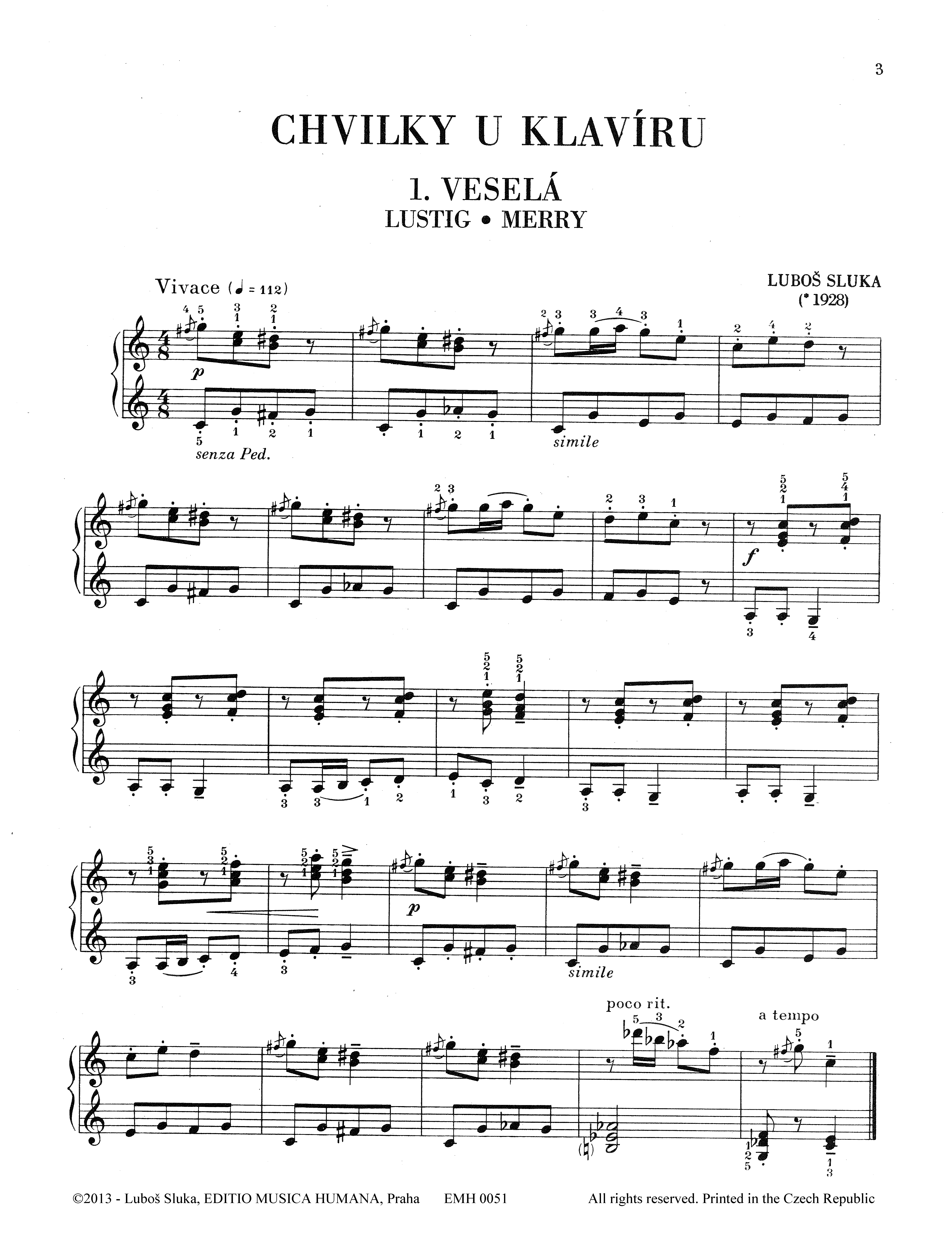 Editio Musica Humana Chvilky u klavíru noty pro klavír 18 stran