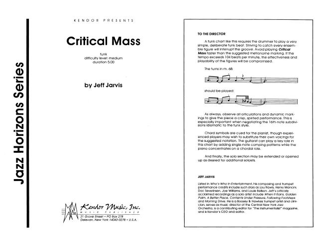 Kendor Music Critical Mass partitura funk big band