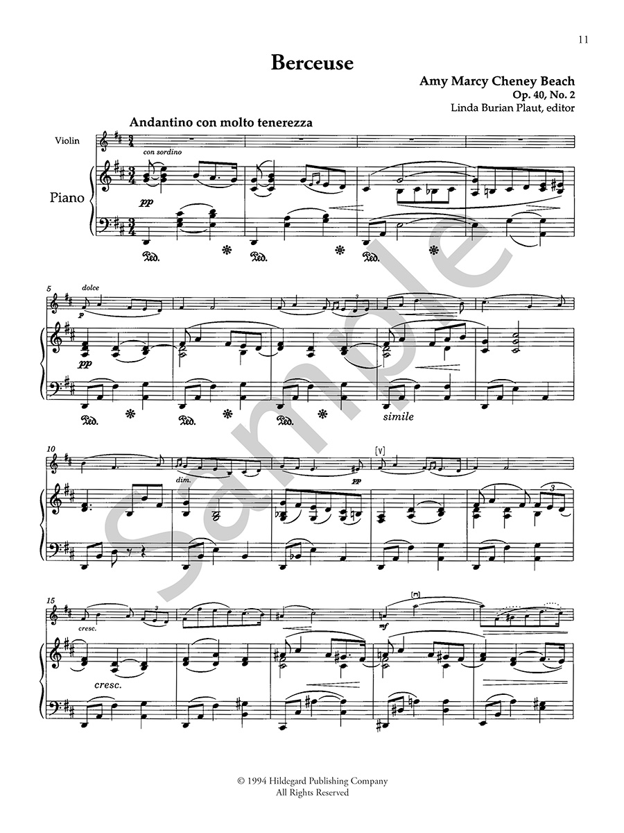 Hildegard Publishing Company Music for Violin and Piano Amy Beach noty pro housle