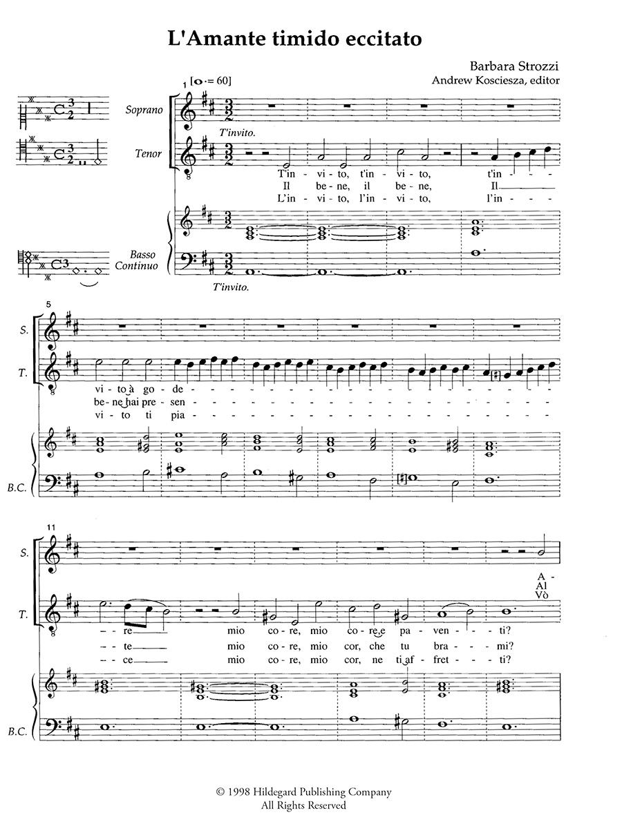 Hildegard Publishing Five Madrigals noty 2–5 hlasů Barbara Strozzi