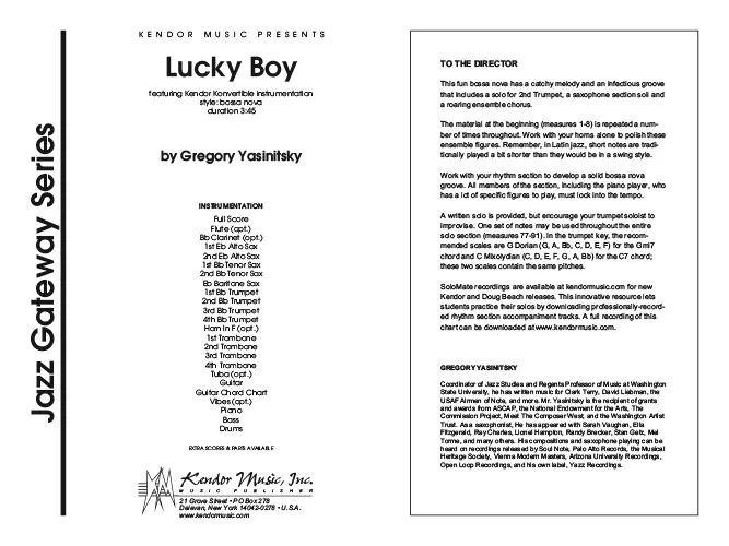 Kendor Music Lucky Boy partitura bossa nova