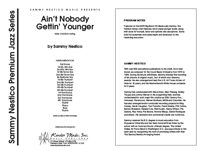 Kendor Music Ain’t Nobody Gettin’ Younger partitura swing