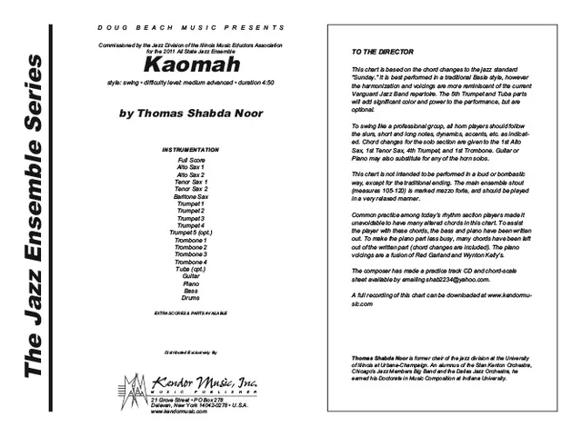 Kendor Music Kaomah Full Score partitura pro big band swing