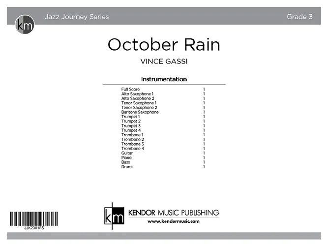 Kendor Music October Rain partitura jazzová balada