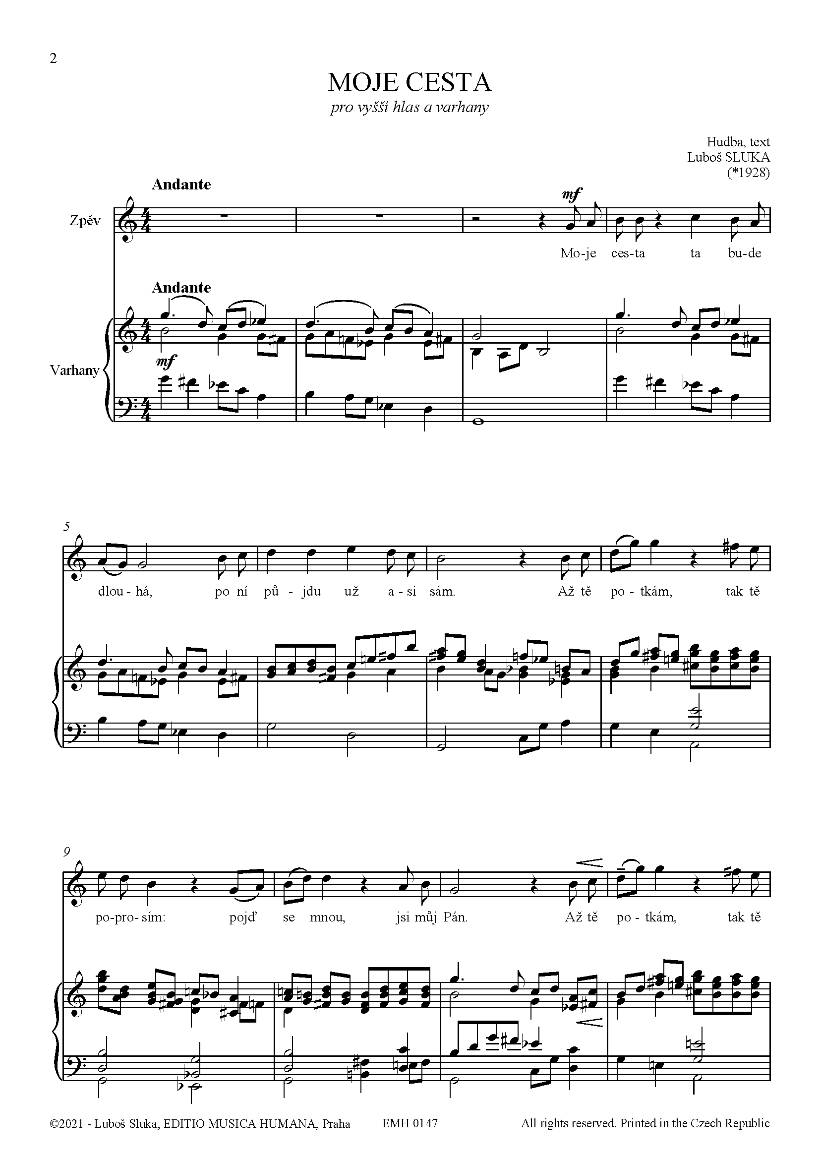 Editio Musica Humana Moje cesta noty hlas varhany 12 stran