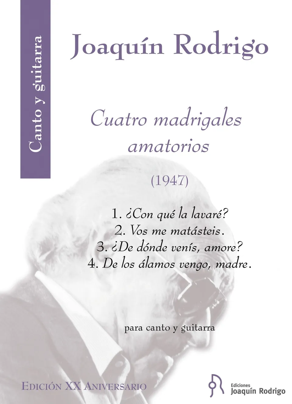 Ediciones Joaquín Rodrigo Cuatro madrigales noty hlas kytara 8 min