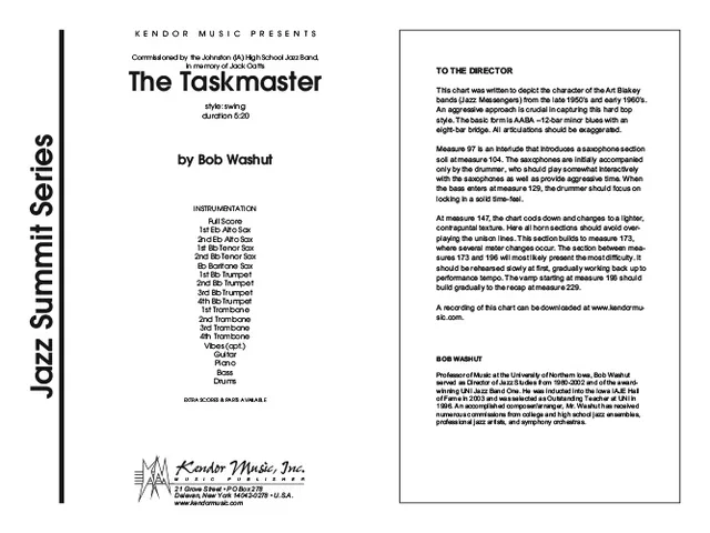 Kendor Music The Taskmaster partitura Full Score