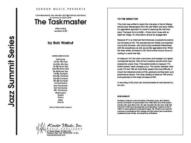 Kendor Music The Taskmaster partitura Full Score
