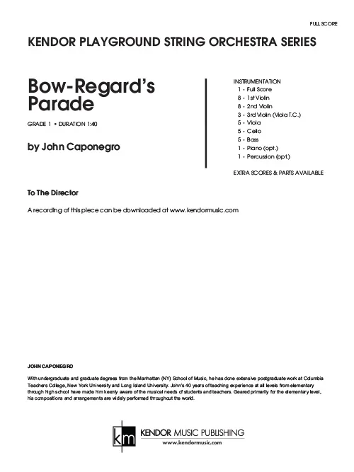 Kendor Music Bow-Regard’s Parade noty Full Score
