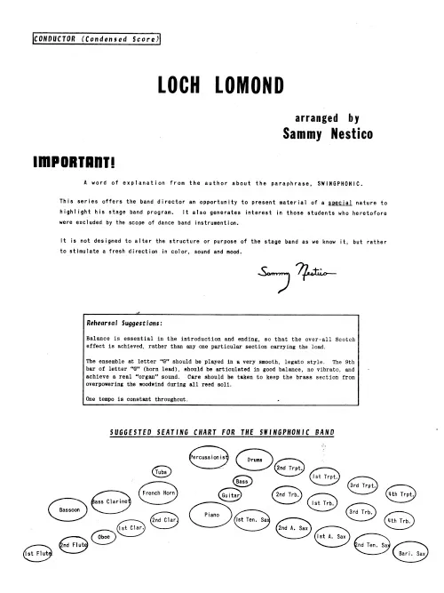 Kendor Music Loch Lomond partitura Full Score 6/8