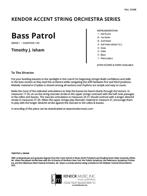 Kendor Music Bass Patrol partitura pro smyčce basy