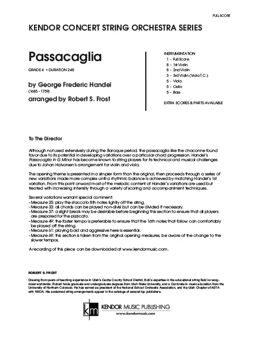 Kendor Music Passacaglia partitura full score stupeň 4