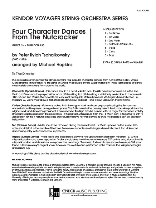 Kendor Music Louskáček partitura Four Character Dances