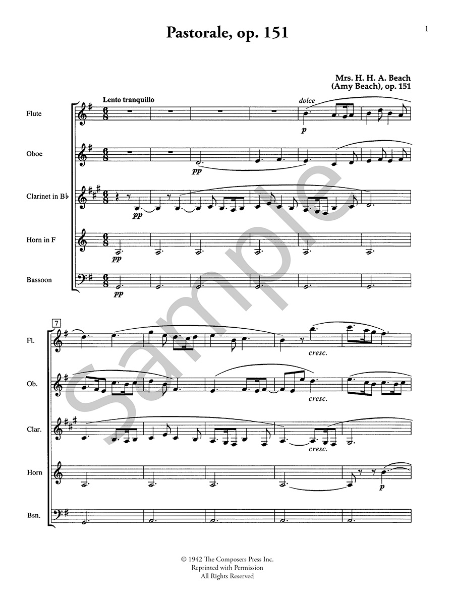 Hildegard Publishing Company Pastorale Op. 151 party Beach