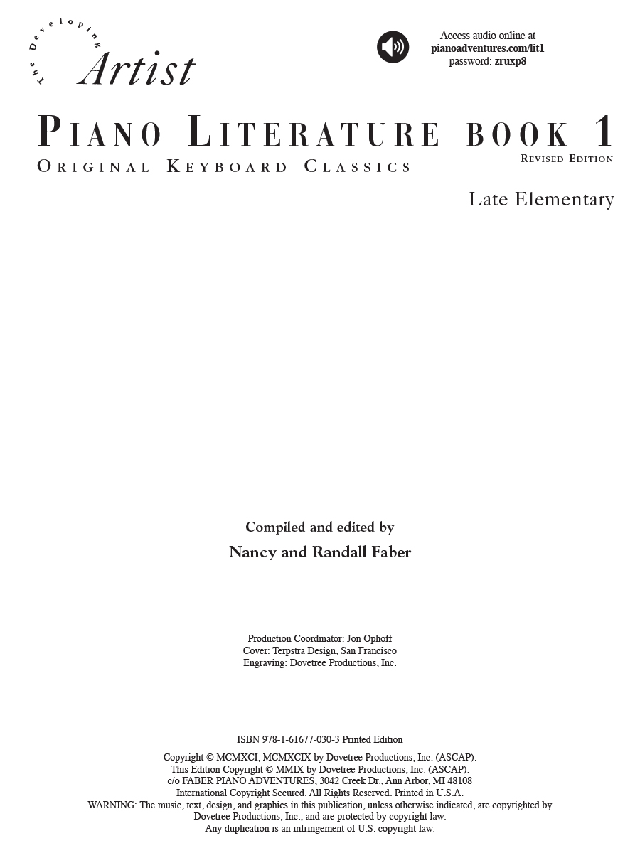 Faber Piano Literature Book 1 noty na klavír klasika 21 skladeb