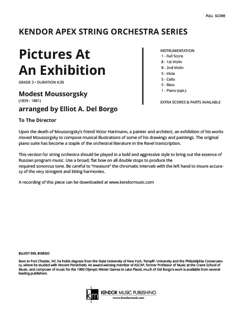 Kendor Music Pictures At An Exhibition Full Score noty orchestr