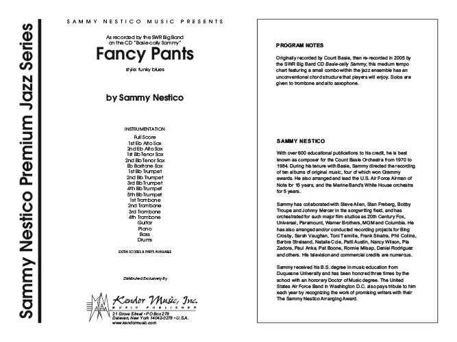 Kendor Music Fancy Pants partitura big band funky