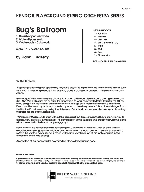 Kendor Music Bug's Ballroom partitura full score smyčce