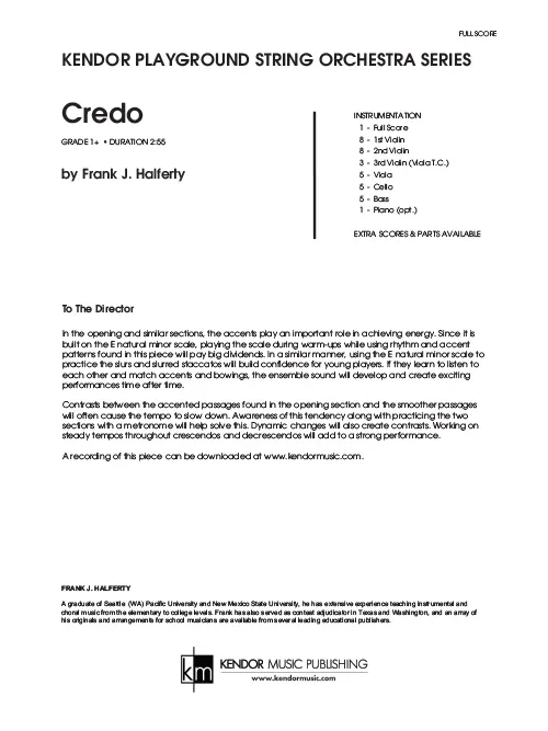 Kendor Music Credo partitura E moll stupeň 1+