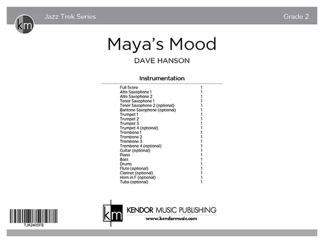 Kendor Music Maya's Mood partitura Full Score bossa nova