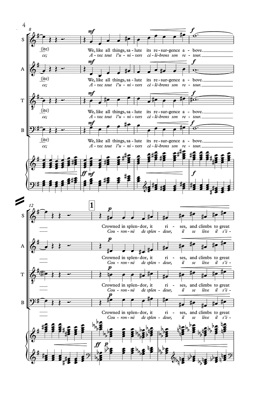 Hildegard Hymn to the Sun noty SATB sbor altové sólo