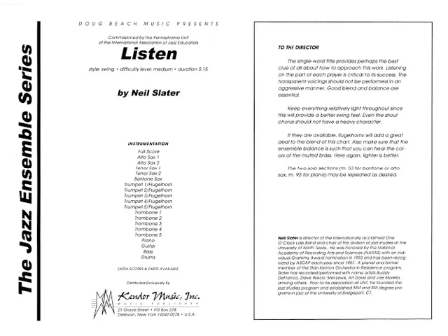 Kendor Music Listen Full Score partitura swing