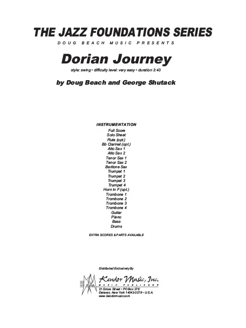 Kendor Music Dorian Journey partitura Full Score swing